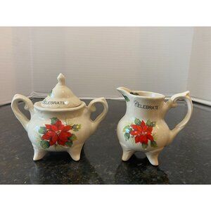 Lily Creek Poinsettia Sugar and Creamer Set, Celebrate